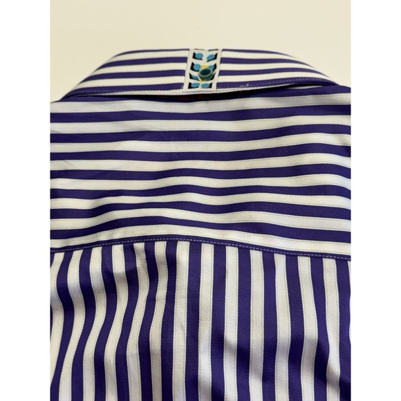 NWT Robert Graham X LANAI Purple Stripe Flip Cuff Trim Fit Shirt MED $188 READ - Picture 9 of 14